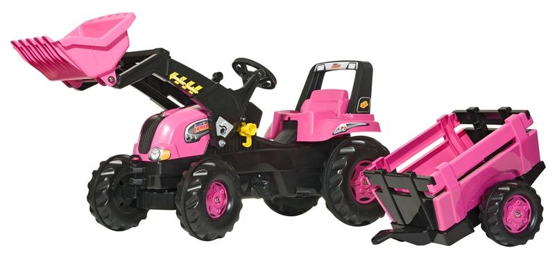  Rolly Toys Rolly Junior růžový traktor s předním nakladačem a vlekem 