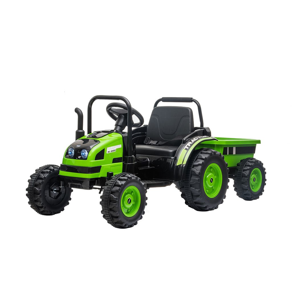Dětský elektrický traktor zelený 12V světlo a zvuk 